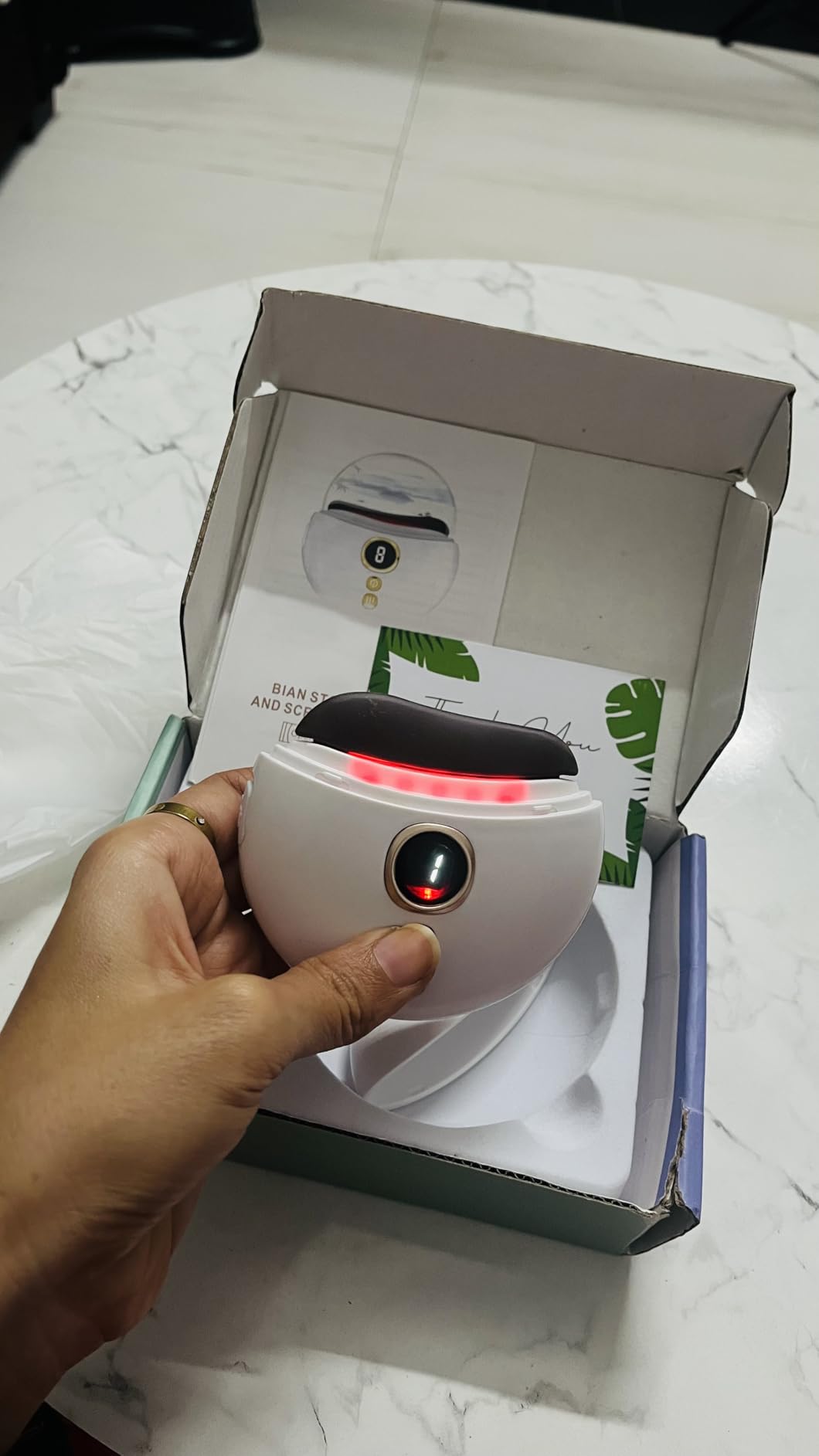 Jashiya SKINROTH Electric Gua Sha Bian Stone Face Massager – 9 Vibration & Heat Modes With LED Red Light Face Therapy 1000mAh Rechargeable Battery  Face Lift Device & Anti-Aging Tool