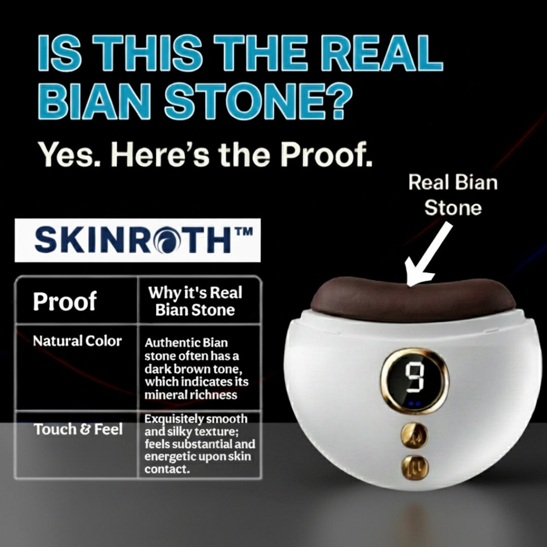 Jashiya SKINROTH Electric Gua Sha Bian Stone Face Massager – 9 Vibration & Heat Modes With LED Red Light Face Therapy 1000mAh Rechargeable Battery  Face Lift Device & Anti-Aging Tool