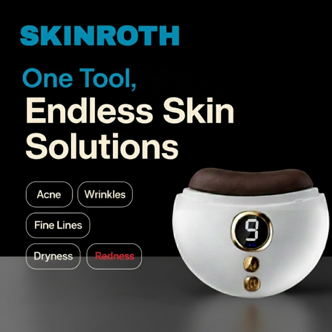 Jashiya SKINROTH Electric Gua Sha Bian Stone Face Massager – 9 Vibration & Heat Modes With LED Red Light Face Therapy 1000mAh Rechargeable Battery  Face Lift Device & Anti-Aging Tool