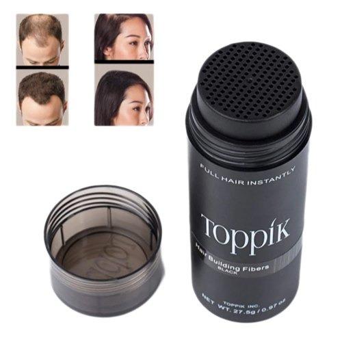 Jashiya Toppik Hair Building Fibers, Keratin-Derived Fibres for Naturally Thicker Looking Hair, Cover bald spot - Black 27.5 gm with Spray Applicator, Combo Pack