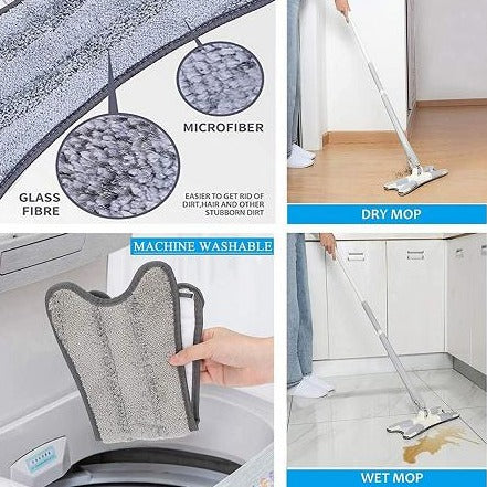Jashiya leaning Mop-Flat Floor Mop, Reusable Pad, 360 Degree Dry Wet Mop Home Kitchen