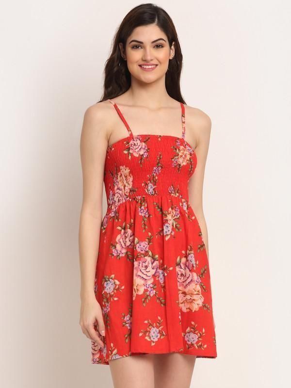 Jashiya Rs.650/-Aawari Women's Rayon Jaal Printed Bobbin Short Dress