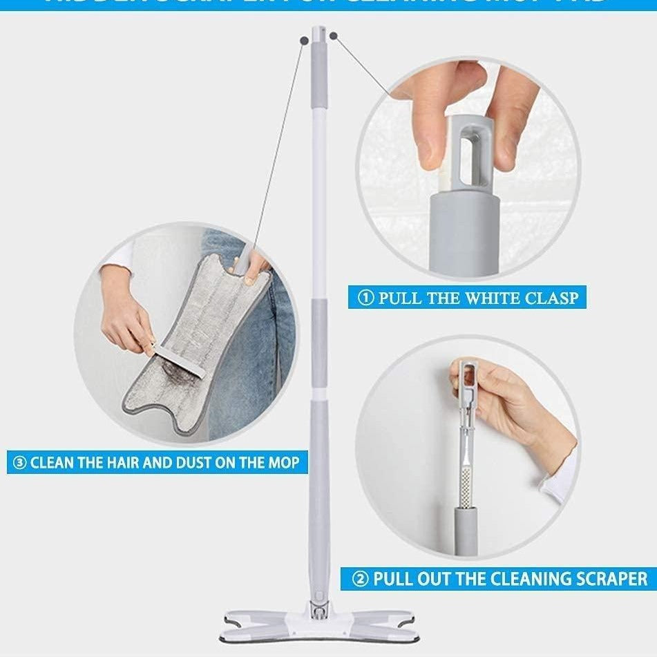 Jashiya leaning Mop-Flat Floor Mop, Reusable Pad, 360 Degree Dry Wet Mop Home Kitchen