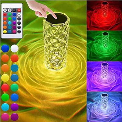 Jashiya Rs.1024/-Crystal Diamond Night Lamp 16 Color RGB Chnging LED Lights USB Remote Night Lamp Table Lamp��(15 cm, Multicolor)