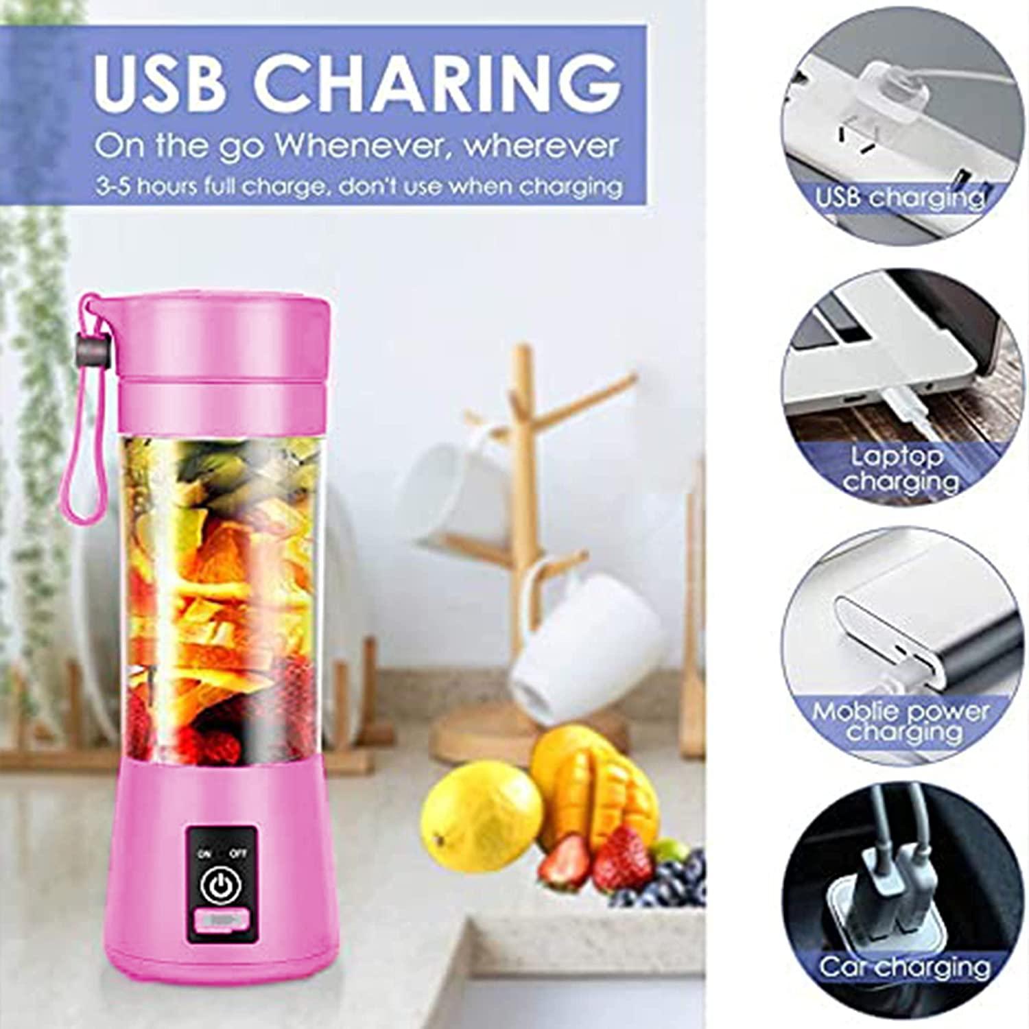 Jashiya Portable Rechargeable Electric USB Juicer Mixer with 6 Blades (MULTI Color)