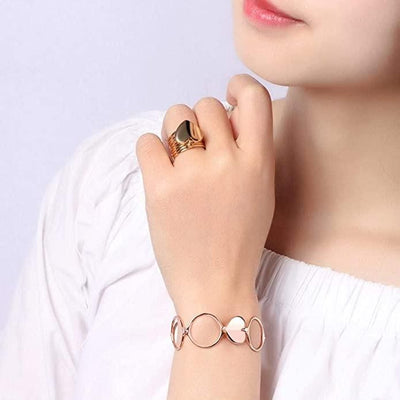 Jashiya Rs.492/-Latest Rose Gold Convertible Ring\ Bracelet for Women