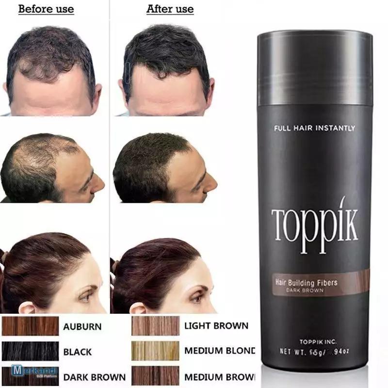 Jashiya Toppik Hair Building Fibers, Keratin-Derived Fibres for Naturally Thicker Looking Hair, Cover bald spot - Black 27.5 gm with Spray Applicator, Combo Pack