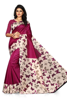 Jashiya ₹609/- Latest Mysore Silk Solid Saree With Butterfly Print