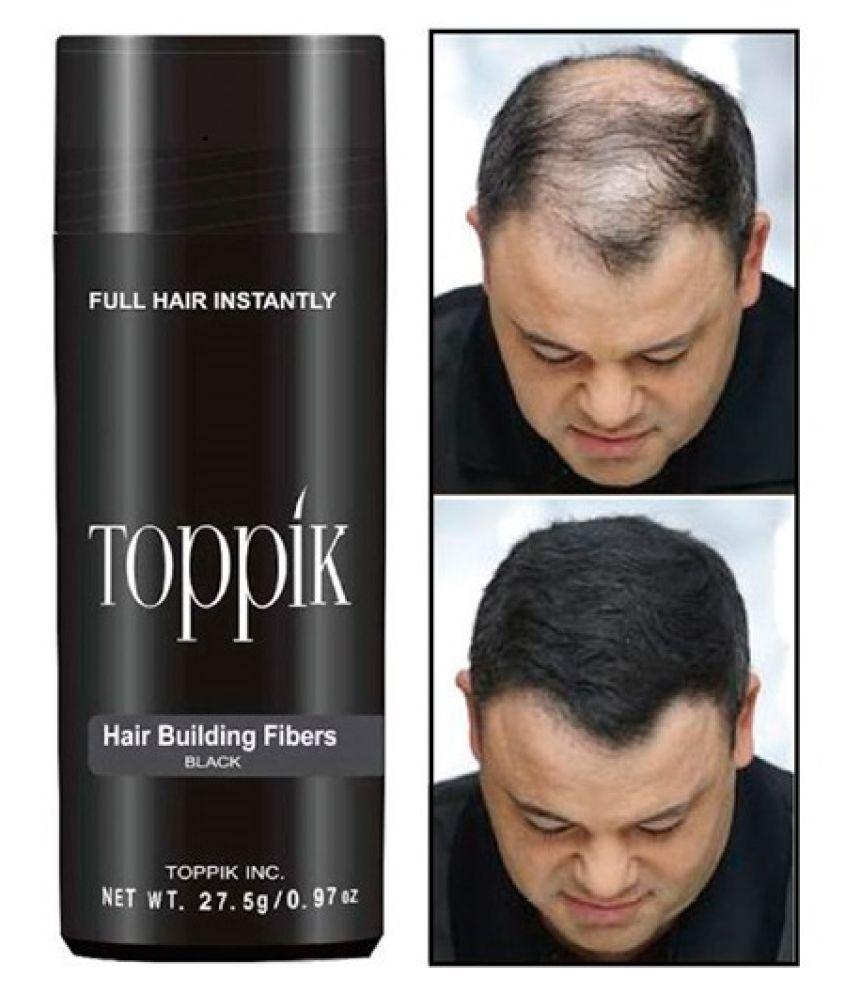 Jashiya Toppik Hair Building Fibers, Keratin-Derived Fibres for Naturally Thicker Looking Hair, Cover bald spot - Black 27.5 gm with Spray Applicator, Combo Pack