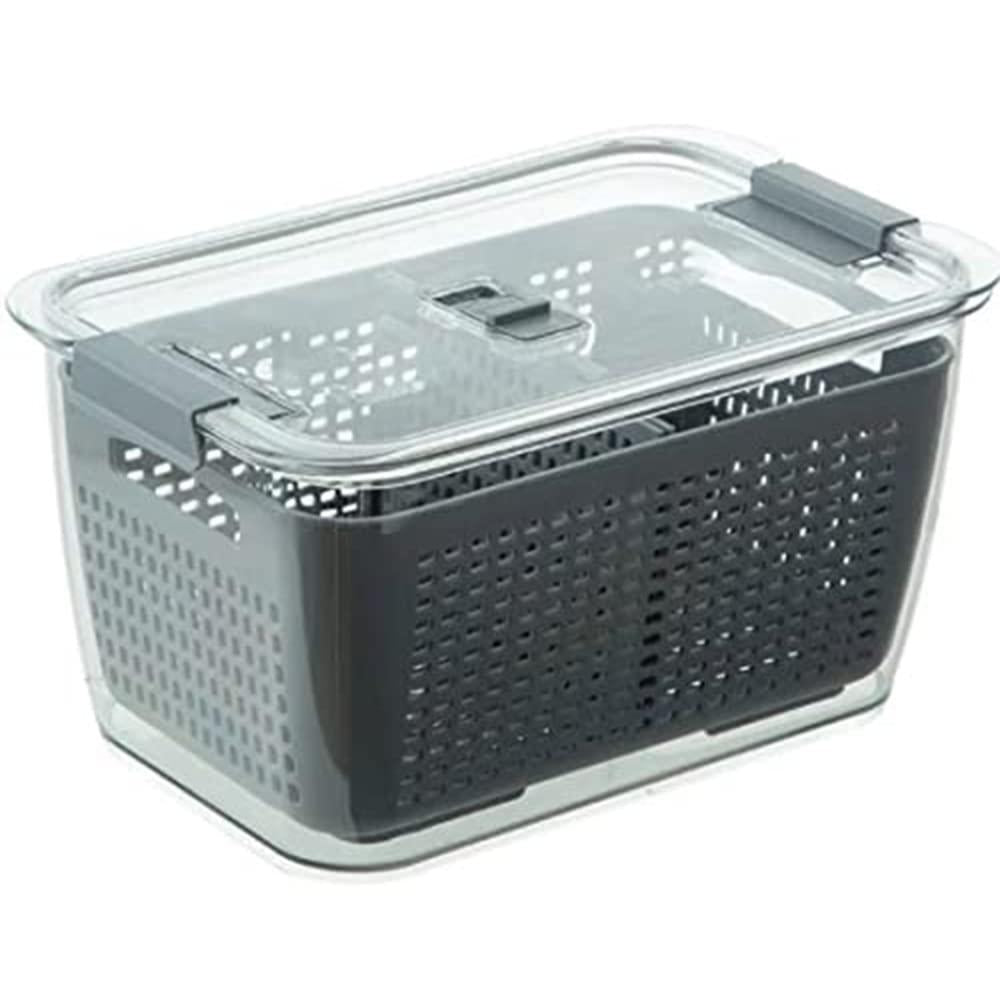 Jashiya Rs.948/-Removable Drain Basket-Fridge Storage Box Refrigerator Fresh Vegetable, Fruit, Meat Container Removable Drain Basket Storage Containers with Lid Kitchen